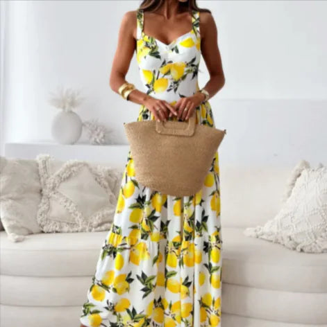 Floral Spaghetti-Strap Backless Maxi Dress