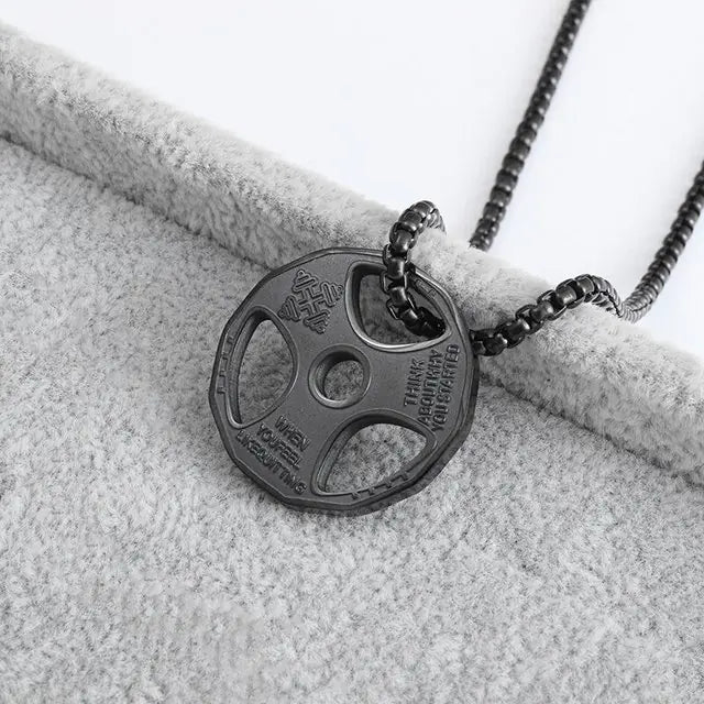 Muscle Dumbbell Necklace: Male Fitness Pendant