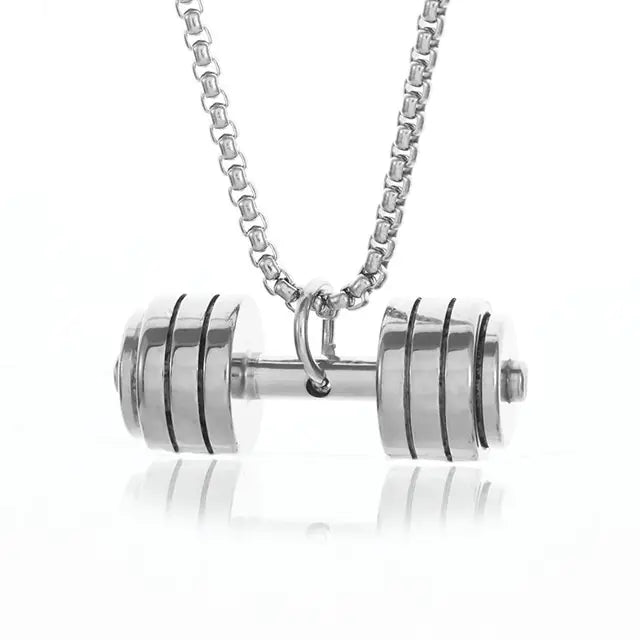 Muscle Dumbbell Necklace: Male Fitness Pendant