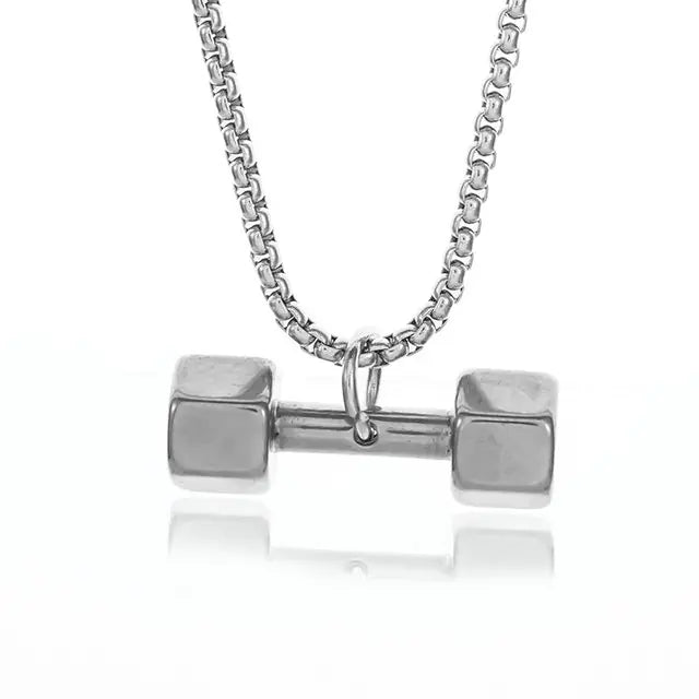 Muscle Dumbbell Necklace: Male Fitness Pendant