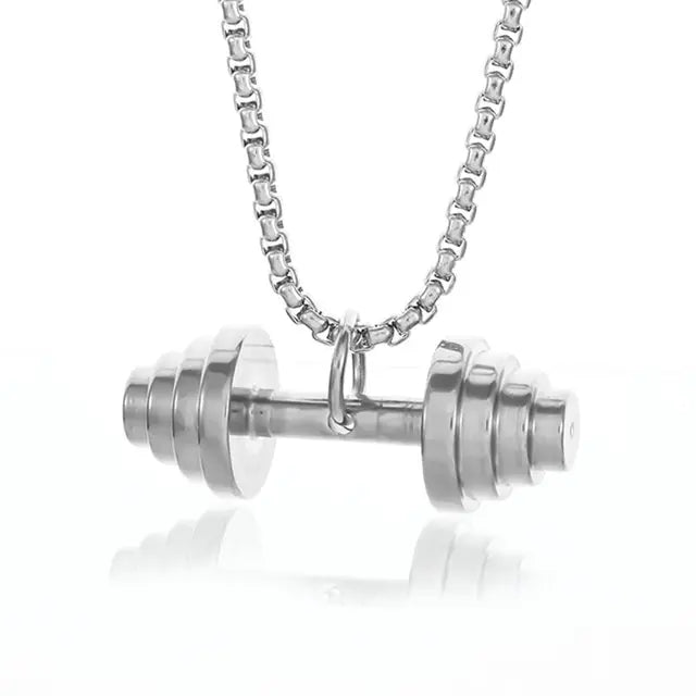 Muscle Dumbbell Necklace: Male Fitness Pendant