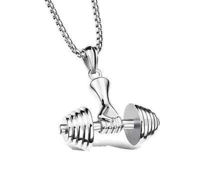 Muscle Dumbbell Necklace: Male Fitness Pendant