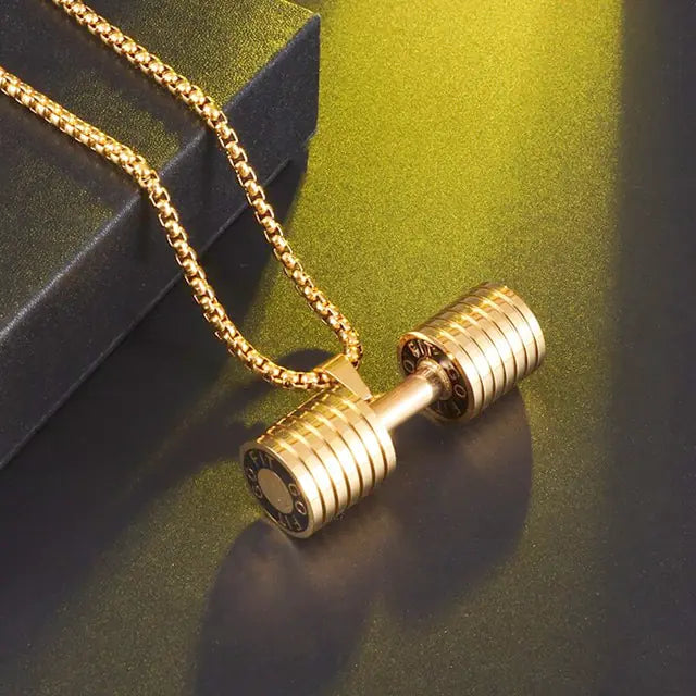 Muscle Dumbbell Necklace: Male Fitness Pendant