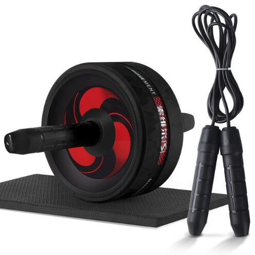 2-in-1 Ab Roller and Jump Rope Set with Mat - Noiseless Abdominal Wheel for Arm, Waist, Leg Exercises and Gym Fitness