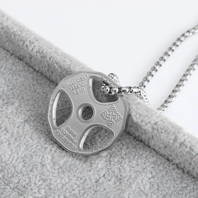 Muscle Dumbbell Necklace: Male Fitness Pendant