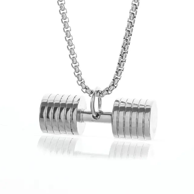 Muscle Dumbbell Necklace: Male Fitness Pendant